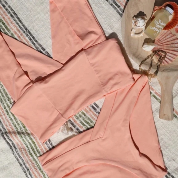 L*Space Parker Camacho Bikini Set Tangy Orange Salmon Pink - Picture 9 of 15